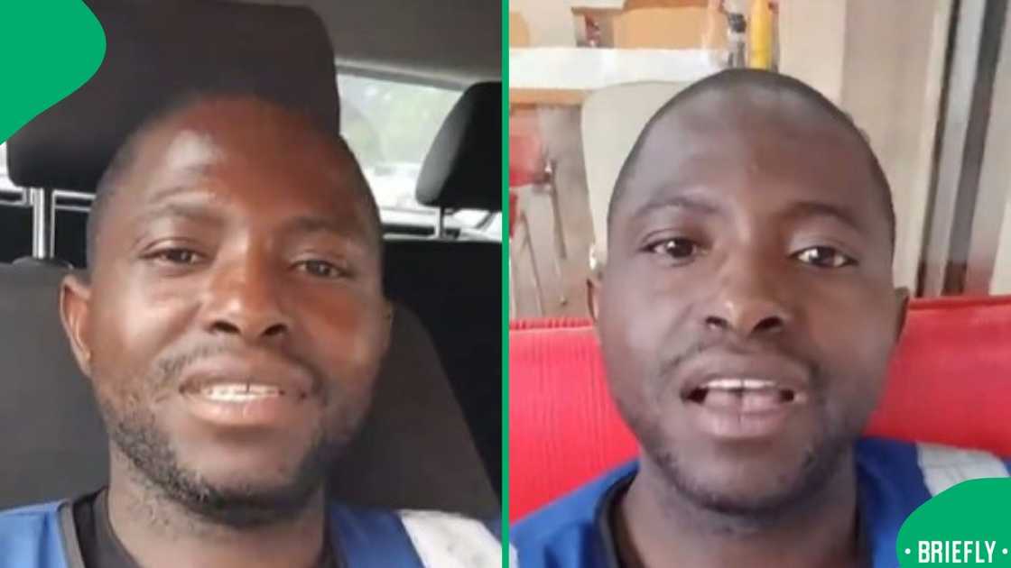 The visual on the right captured the delivery driver in a restaurant The visual on the right captured the delivery driver in a restaurant