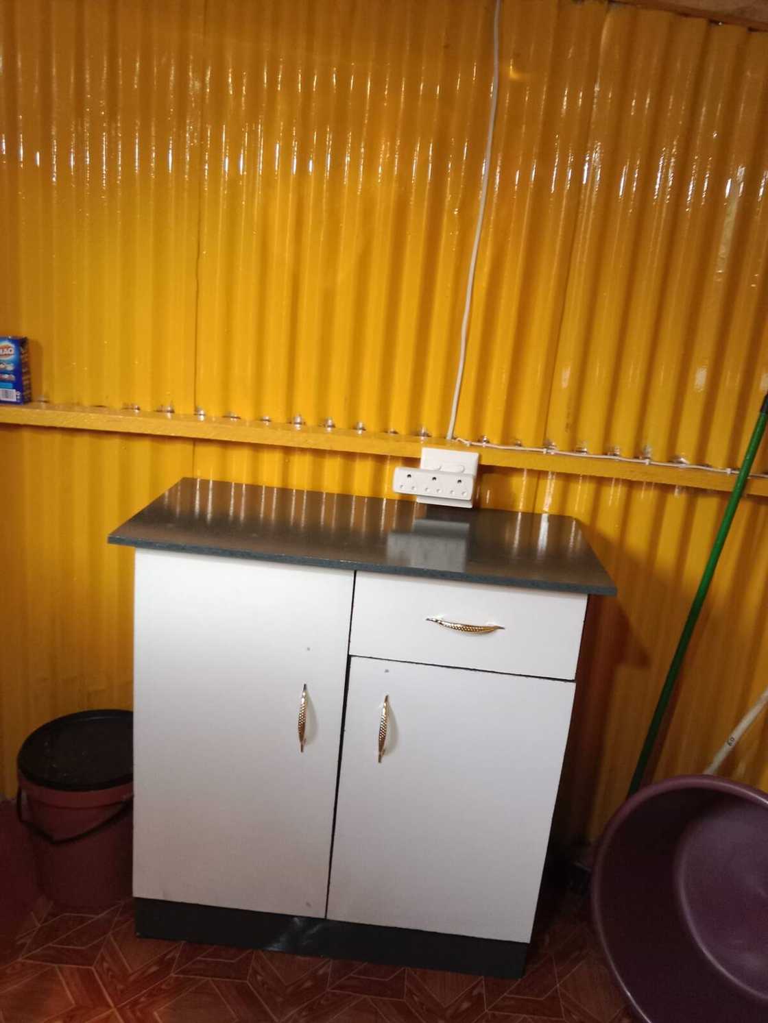 Kitchen cupboards in newly built structure Kitchen cupboards in newly built structure