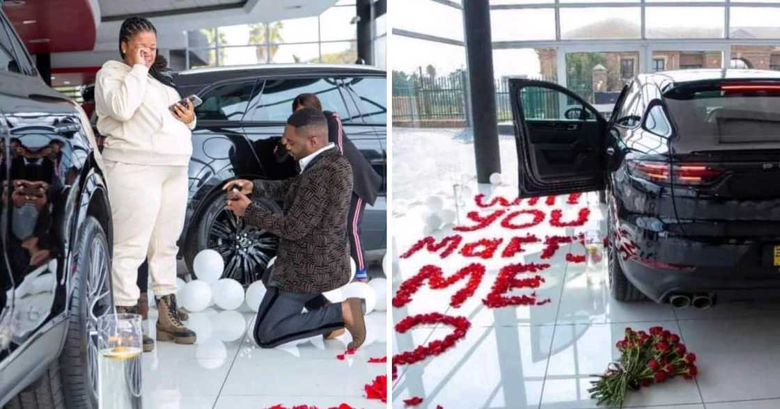 A Loving gent proposed to his soon-to-be wife alongside a brand new Porsche. A Loving gent proposed to his soon-to-be wife alongside a brand new Porsche.