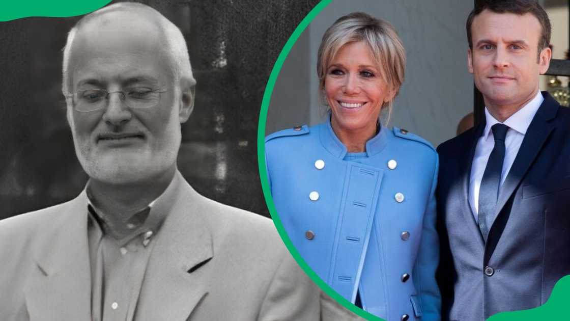 Brigitte Macron's ex-husband, André-Louis Auzière (L). Emmanuel and his wife, Brigitte, at the Elysee Palace in 2014 (R) Brigitte Macron's ex-husband, André-Louis Auzière (L). Emmanuel and his wife, Brigitte, at the Elysee Palace in 2014 (R)