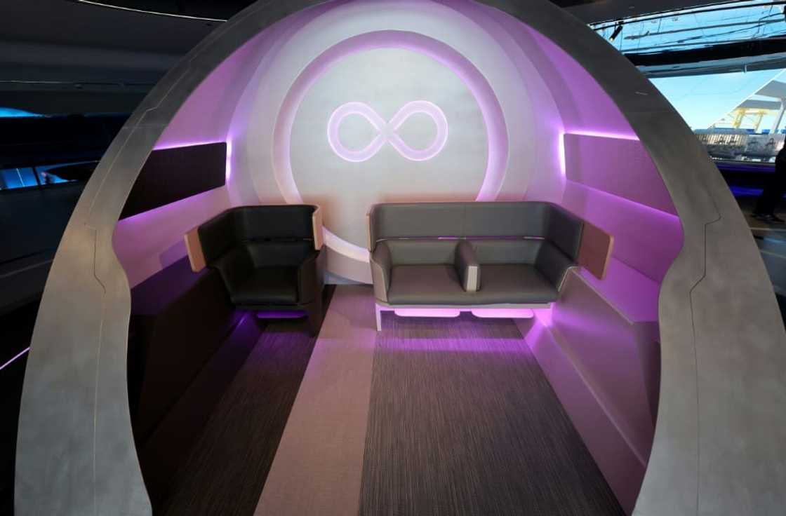 A model of a passenger hyperloop capsule at Dubai's 2020 Expo. The
UAE firm DP World is one of the firms trying to develop a hyperloop A model of a passenger hyperloop capsule at Dubai's 2020 Expo. The
UAE firm DP World is one of the firms trying to develop a hyperloop