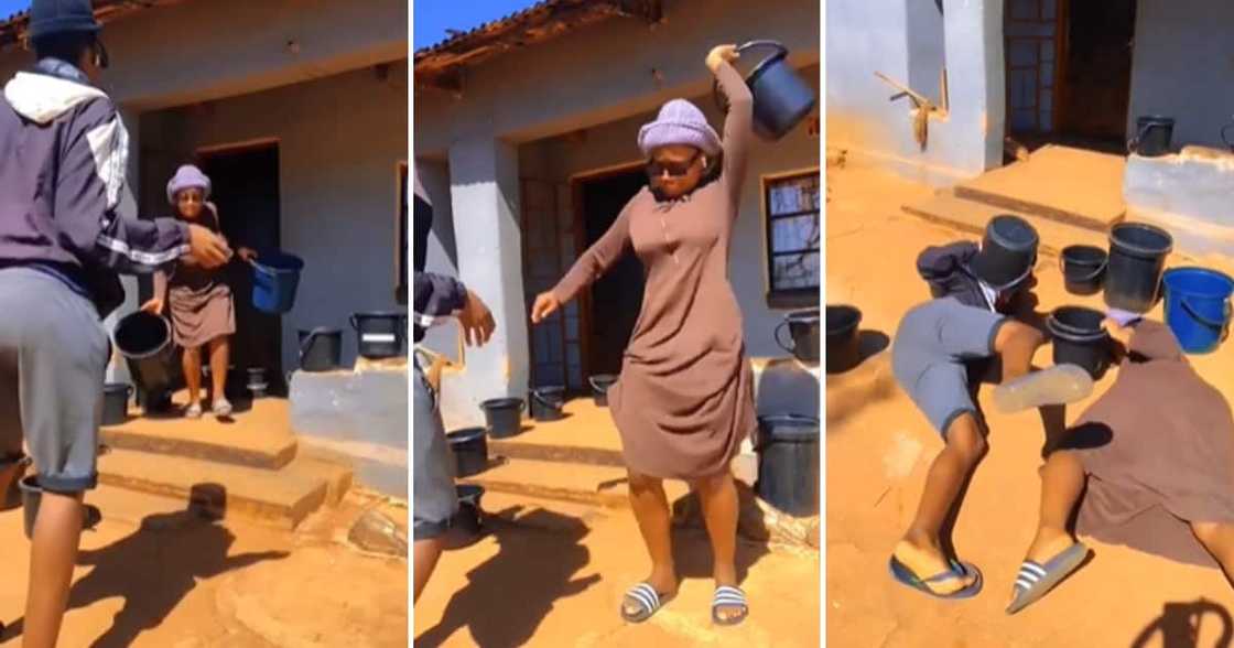 People attempting the amapiano bucket challenge People attempting the amapiano bucket challenge