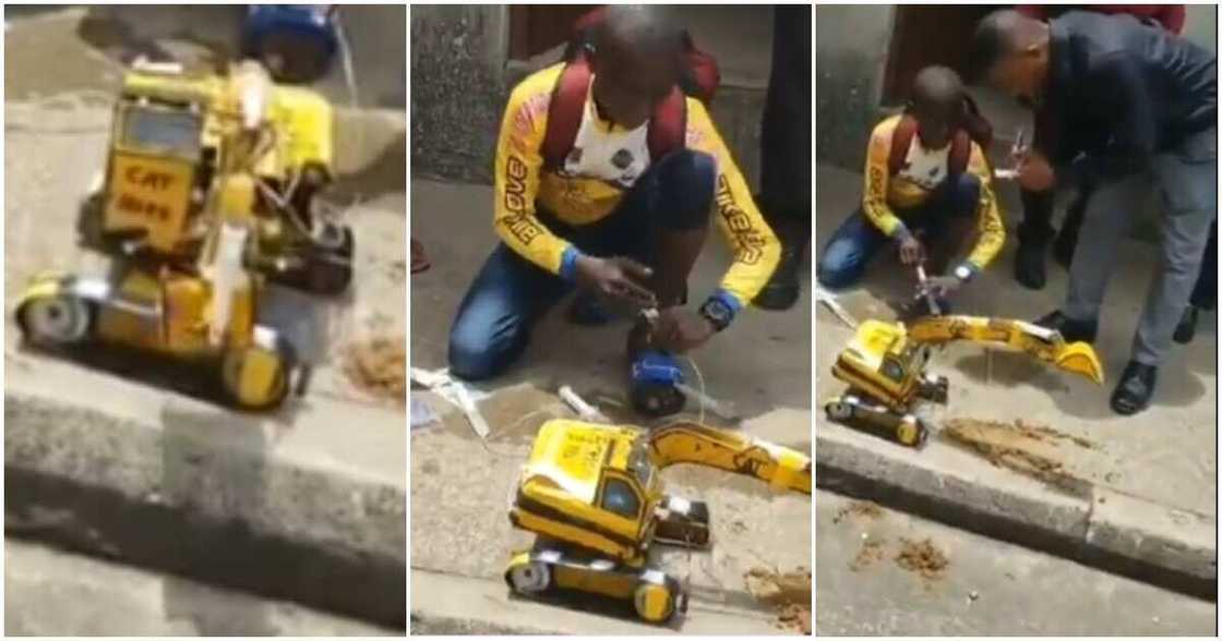 Talented Nigerian teenager builds Caterpillar truck controlled with water and syringe (video) Talented Nigerian teenager builds Caterpillar truck controlled with water and syringe (video)
