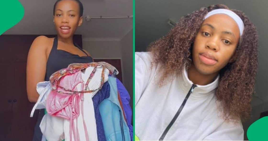 Thoughtful father buys daughter winter clothes Thoughtful father buys daughter winter clothes