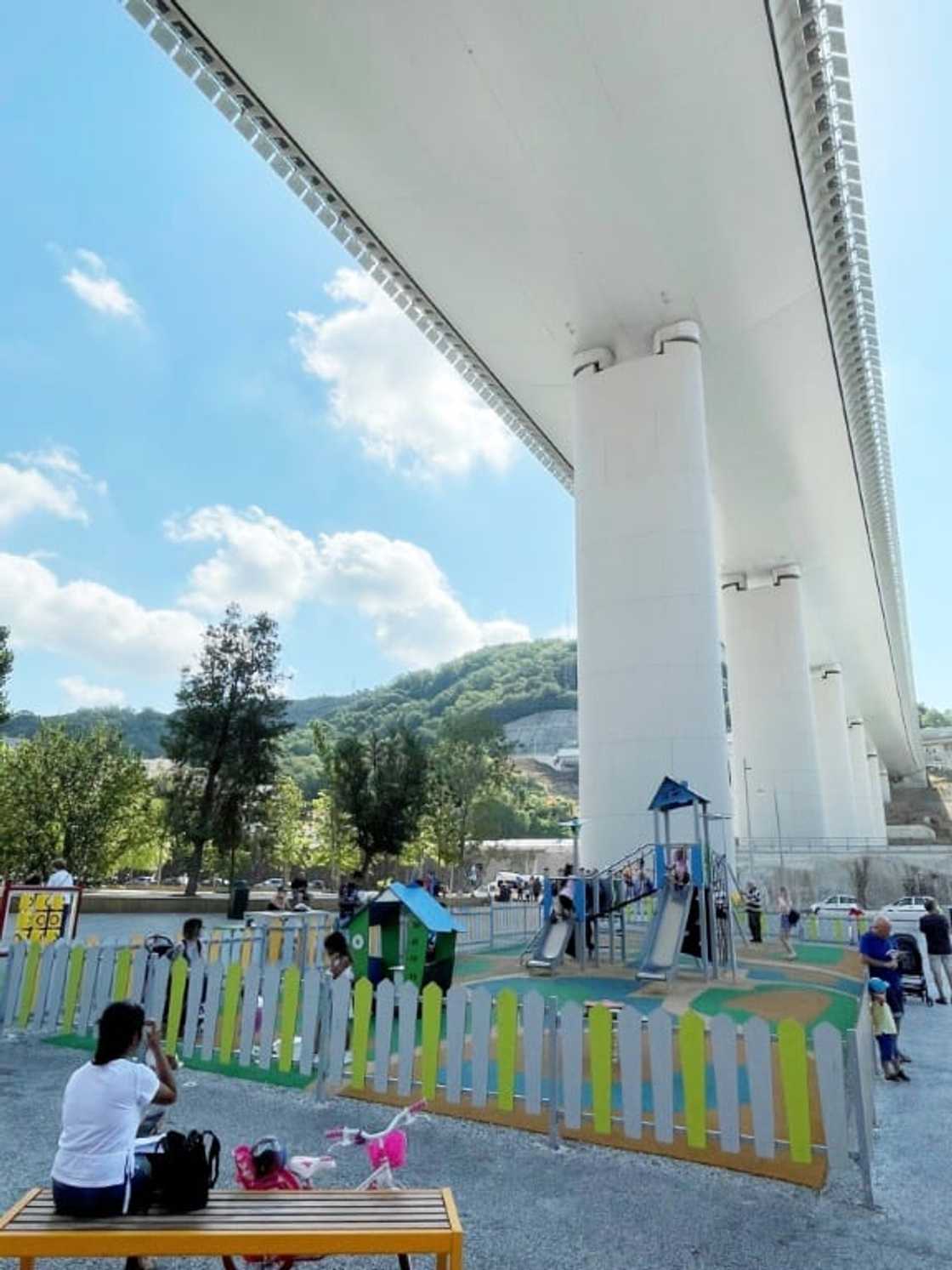 A playground under the new bridge will become a memorial park for victims of the disaster A playground under the new bridge will become a memorial park for victims of the disaster