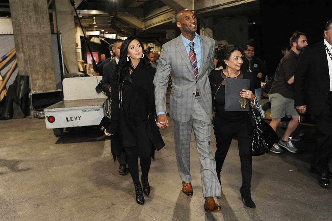 Kobe Bryant with wife Vanessa (left) and mother-in-law Sofia exit the arena after the game against the Indiana Pacers on 29 November 2015 at STAPLES Center. Kobe Bryant with wife Vanessa (left) and mother-in-law Sofia exit the arena after the game against the Indiana Pacers on 29 November 2015 at STAPLES Center.