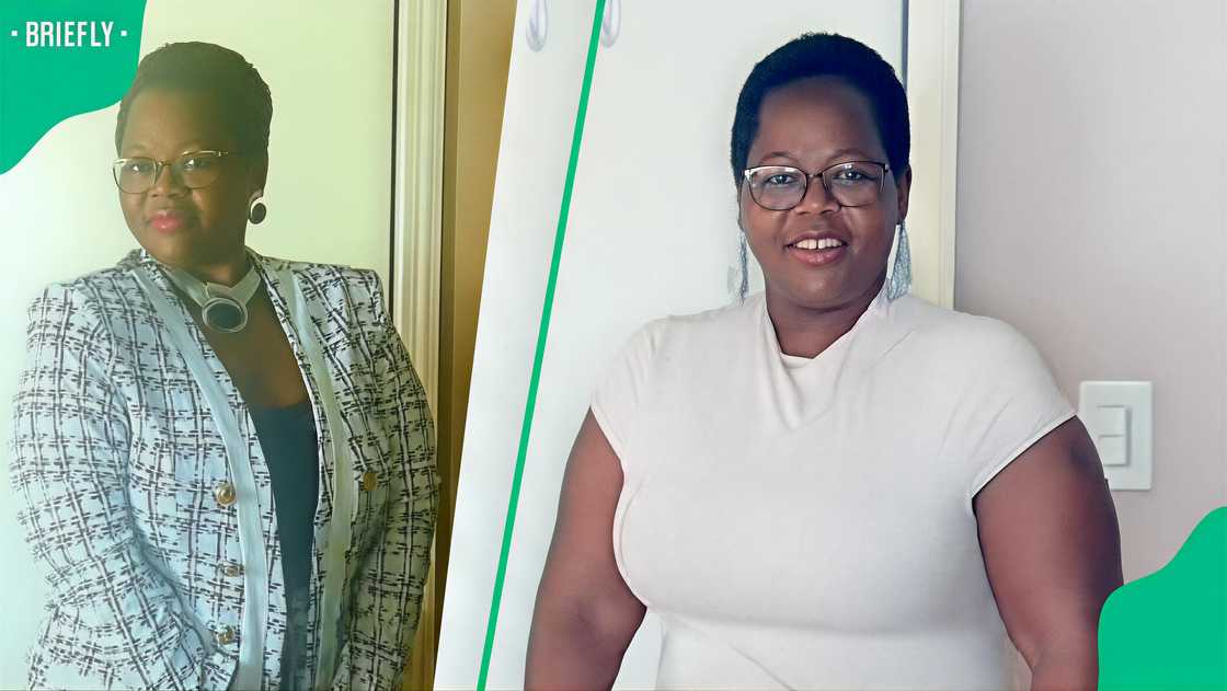 A woman posed in a TikTok video while creating fashion content.