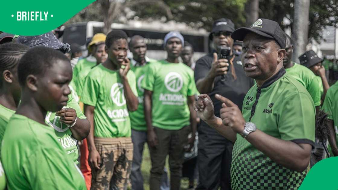 Leader of ActionSA Herman Mashaba addresses supporters during March and March Movement organised protest in Durban on March 25, 2026