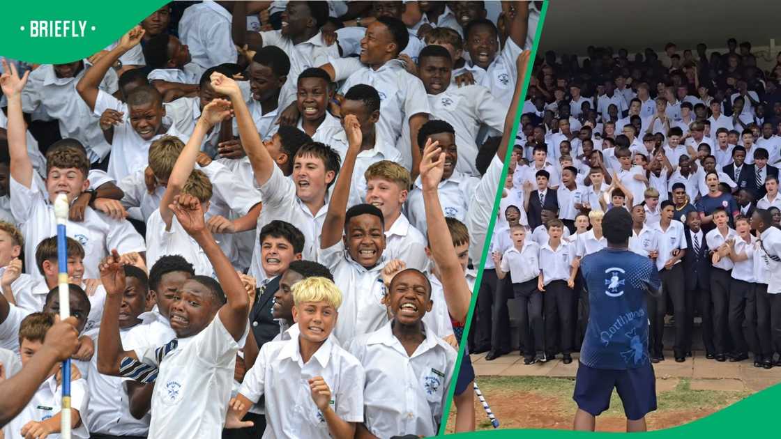 Northwood School performing a war cry. Northwood School performing a war cry.