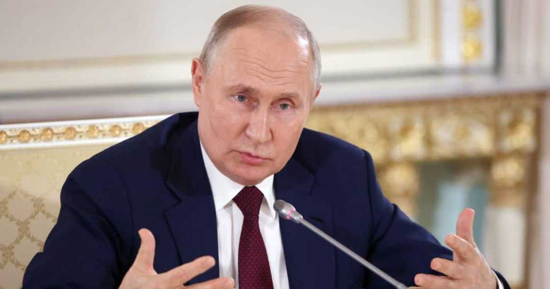 Russia's president Vladimir Putin gave a speech Russia's president Vladimir Putin gave a speech