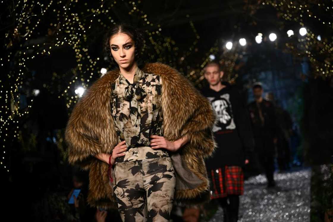 A model presents a creation for Antonio Marras on February 22