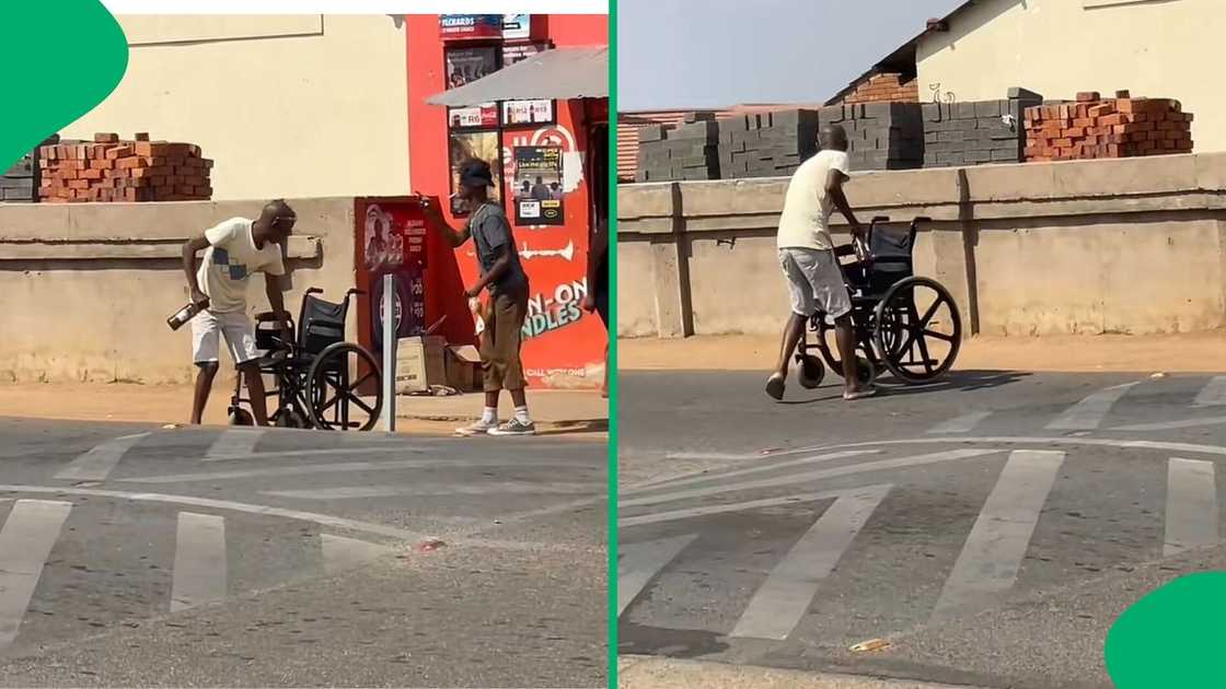 A TikTok video shows a man pretending to be crippled on the road. A TikTok video shows a man pretending to be crippled on the road.