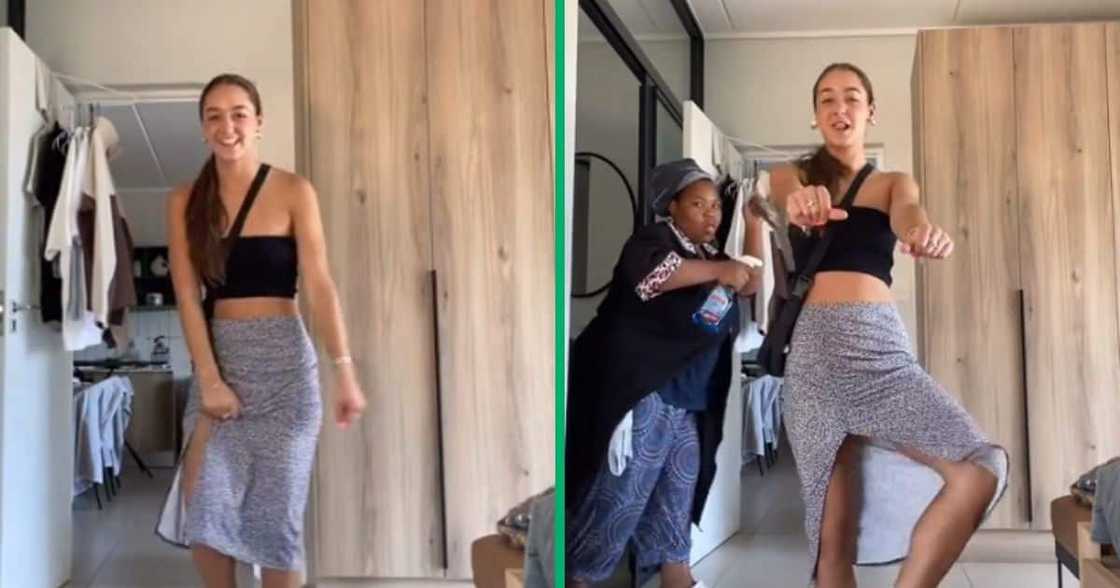 Domestic worker joins her employer in a viral TikTok dance challenge. Domestic worker joins her employer in a viral TikTok dance challenge.