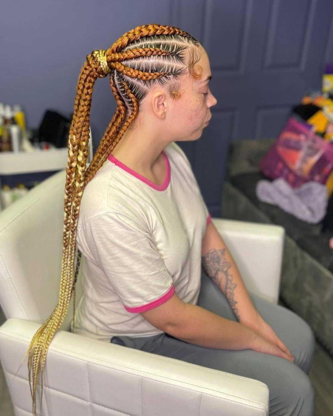 Half-up half-down stitched ombre ponytail Half-up half-down stitched ombre ponytail