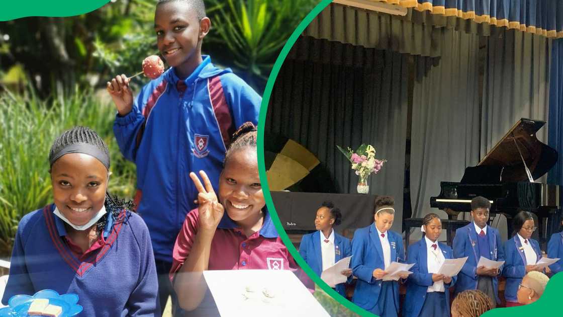 Pro Arte High School students enjoying various desserts and presenting a song during a service Pro Arte High School students enjoying various desserts and presenting a song during a service