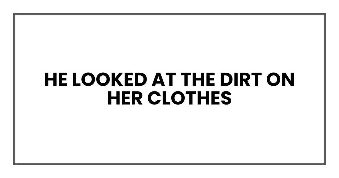 He looked at the dirt on her clothes He looked at the dirt on her clothes