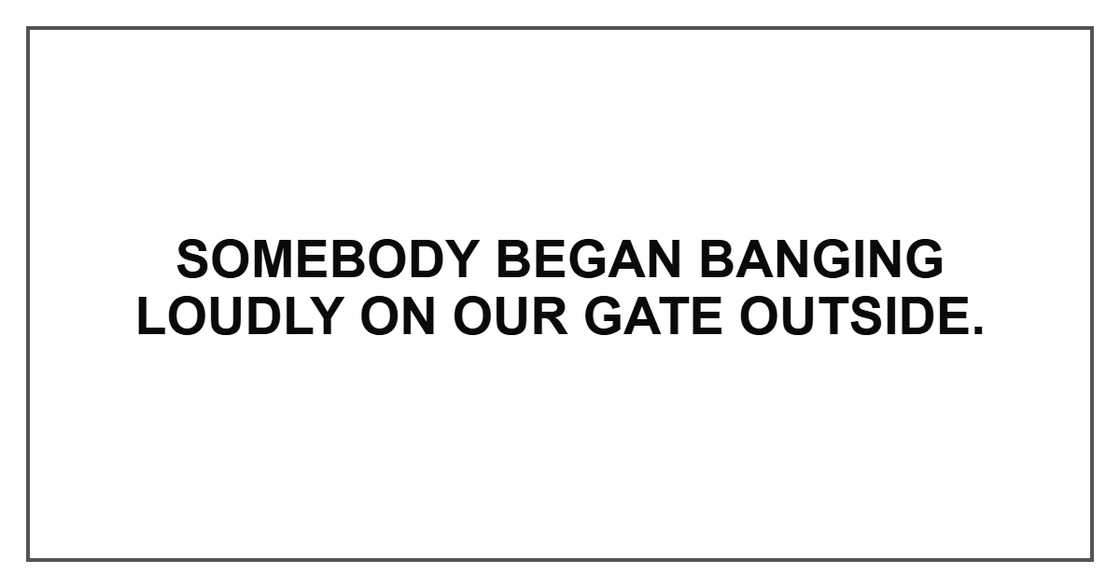Somebody began banging loudly on our gate outside.