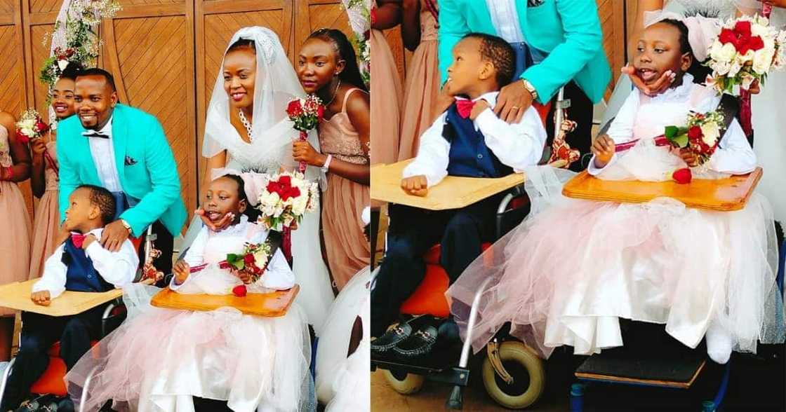 Beautiful couple, special needs children, Peter James Association, heartwarming, wedding, white wedding, viral news, trending news