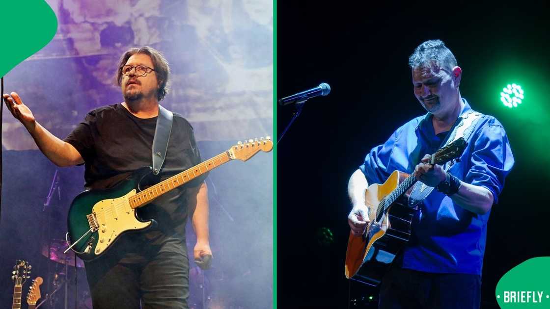 Mel Botes and Wouter van der Venter performing on stage.