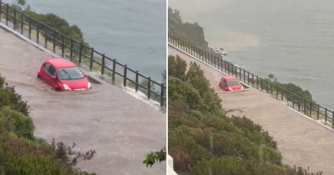 Small car in Cape Town floods Small car in Cape Town floods