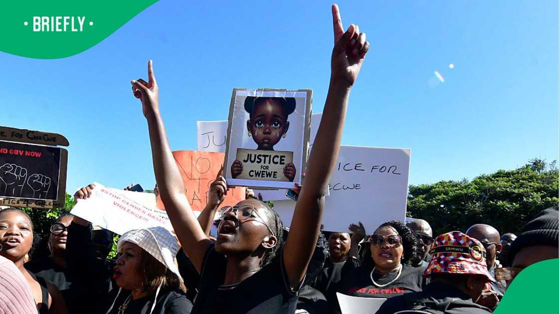 A photo of the JusticeForCwecwe protesters A photo of the JusticeForCwecwe protesters