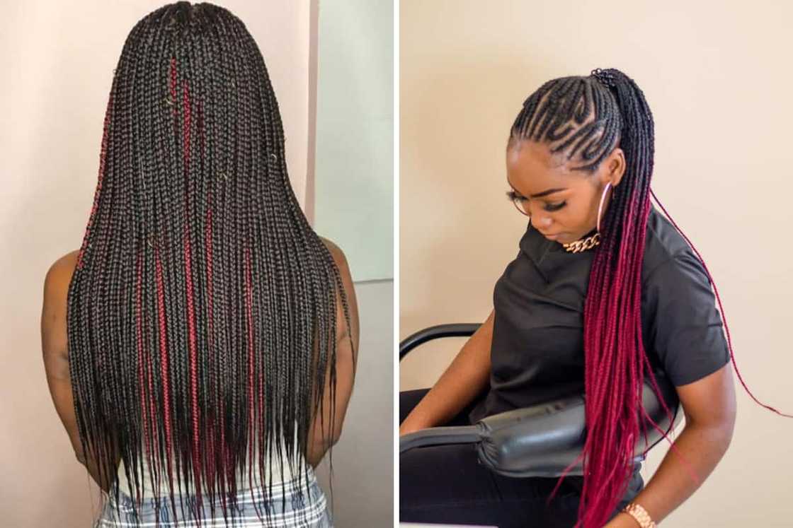 Braids with burgundy