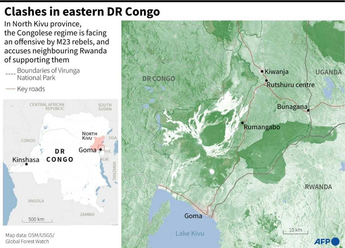 Key area of conflict between DR Congo's armed forces and M23 rebels Key area of conflict between DR Congo's armed forces and M23 rebels