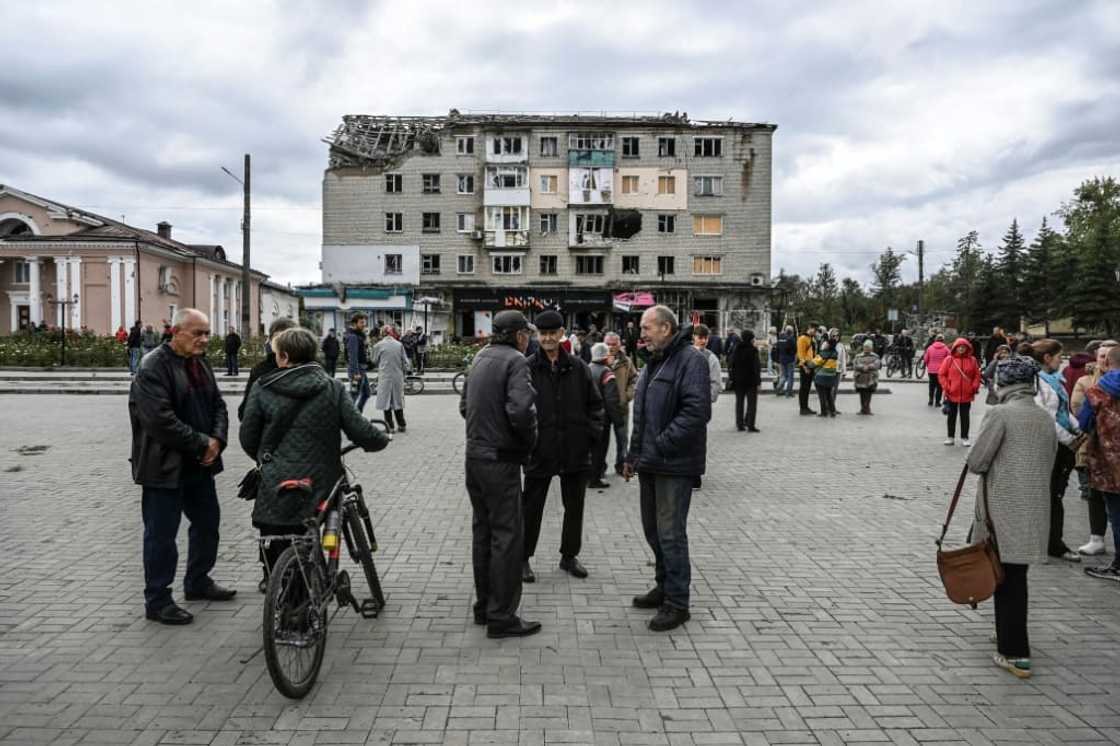 Locals gathered on a square