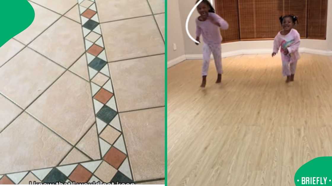 A creative South African woman transformed her old floors using peel-and-stick tiles, sparking a DIY trend on TikTok.