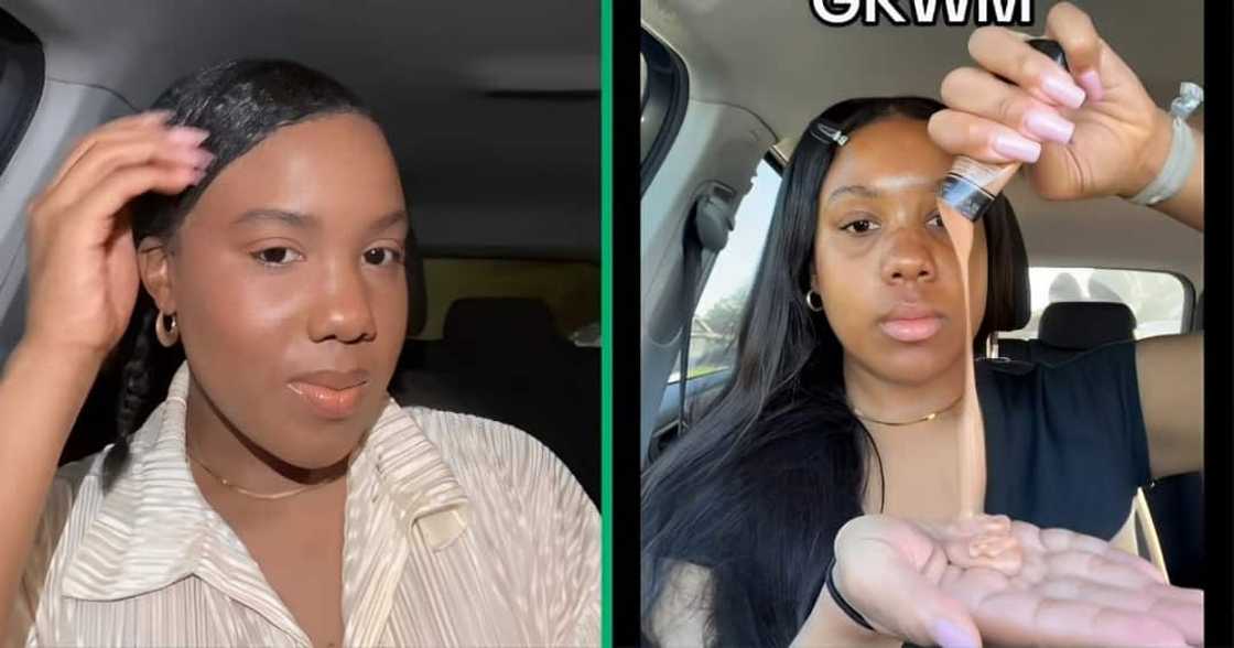 A young lady astonished online users after she applied an entire bottle of foundation on her face. A young lady astonished online users after she applied an entire bottle of foundation on her face.