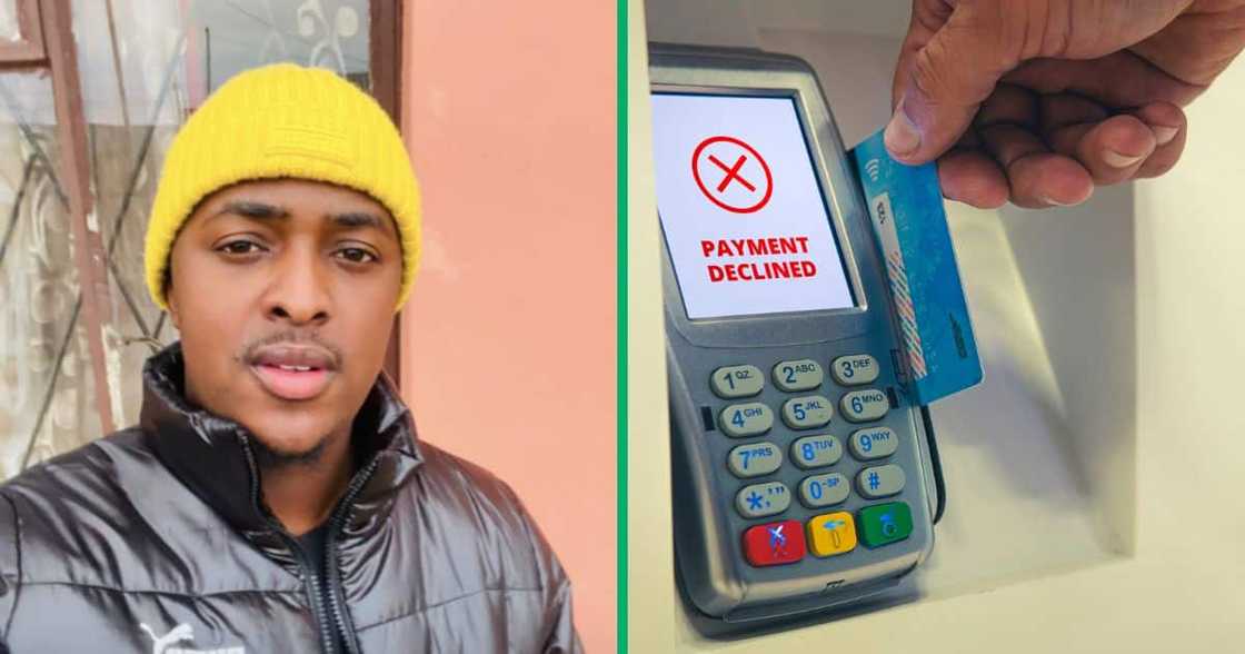 A young man's phone bill payment declined A young man's phone bill payment declined
