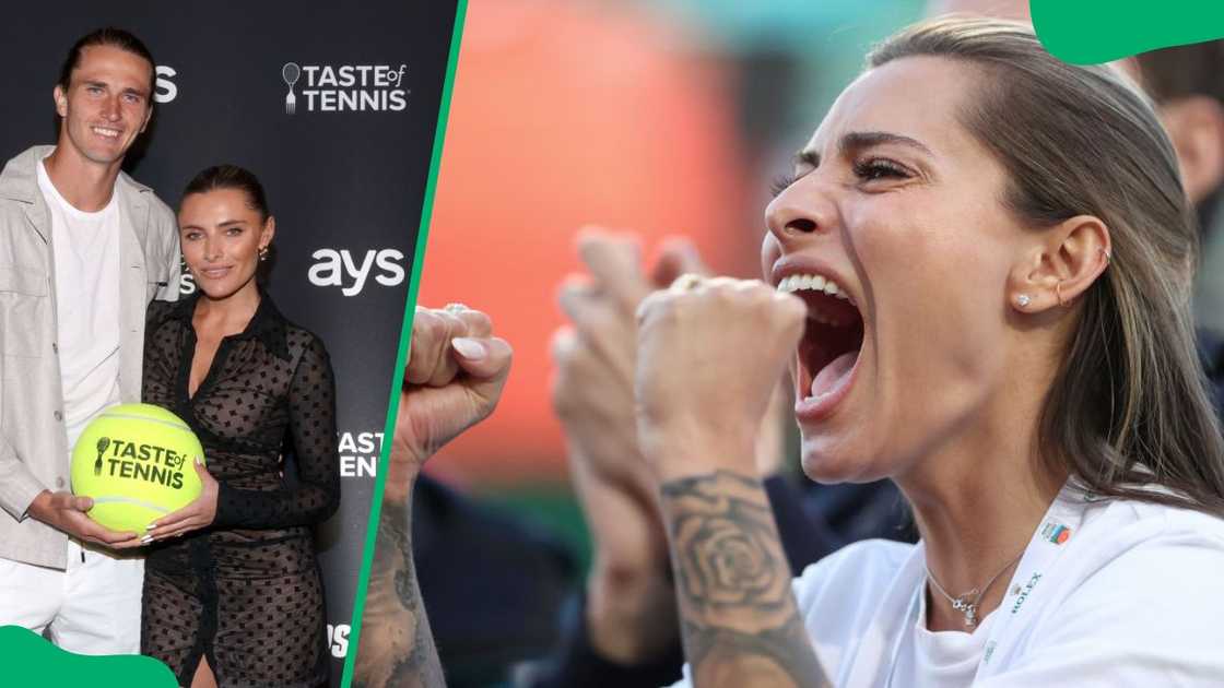 Sophia and Zverev at the Hyatt Indian Wells Resort & Spa in 2024 (L). Thomalla cheering her partner at the Monte-Carlo Country Club in 2022 (R) Sophia and Zverev at the Hyatt Indian Wells Resort & Spa in 2024 (L). Thomalla cheering her partner at the Monte-Carlo Country Club in 2022 (R)