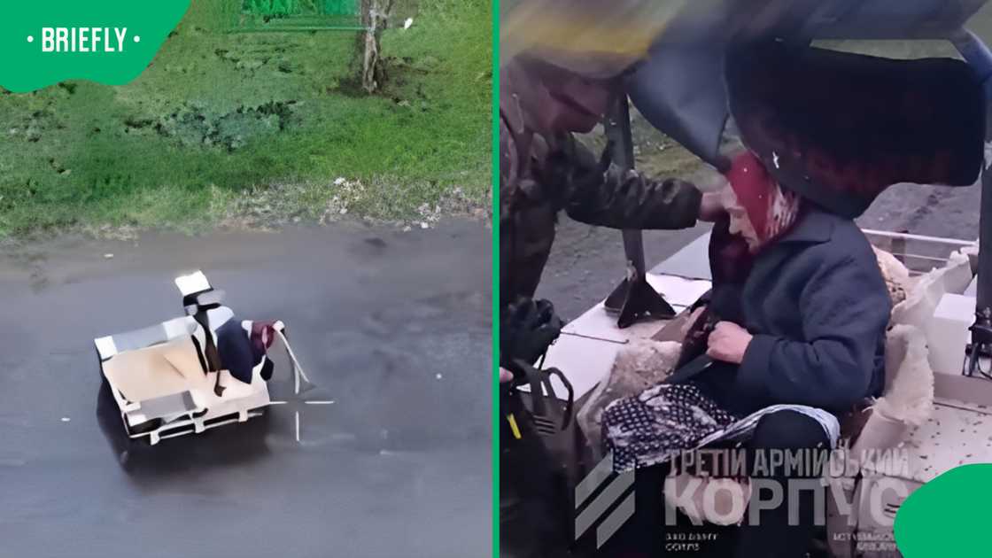 Robot saves granny in a warzone Robot saves granny in a warzone