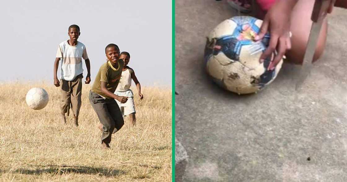 TikTok video of woman cutting ball TikTok video of woman cutting ball