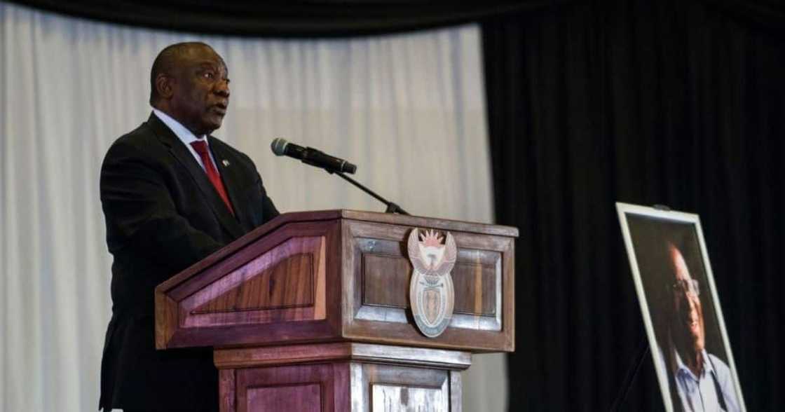 President Cyril Ramaphosa looks reflects on the day that marked 60 years since the formation of apartheid in South Africa. Image: Jerome Delay/POOL/AFP via Getty Images