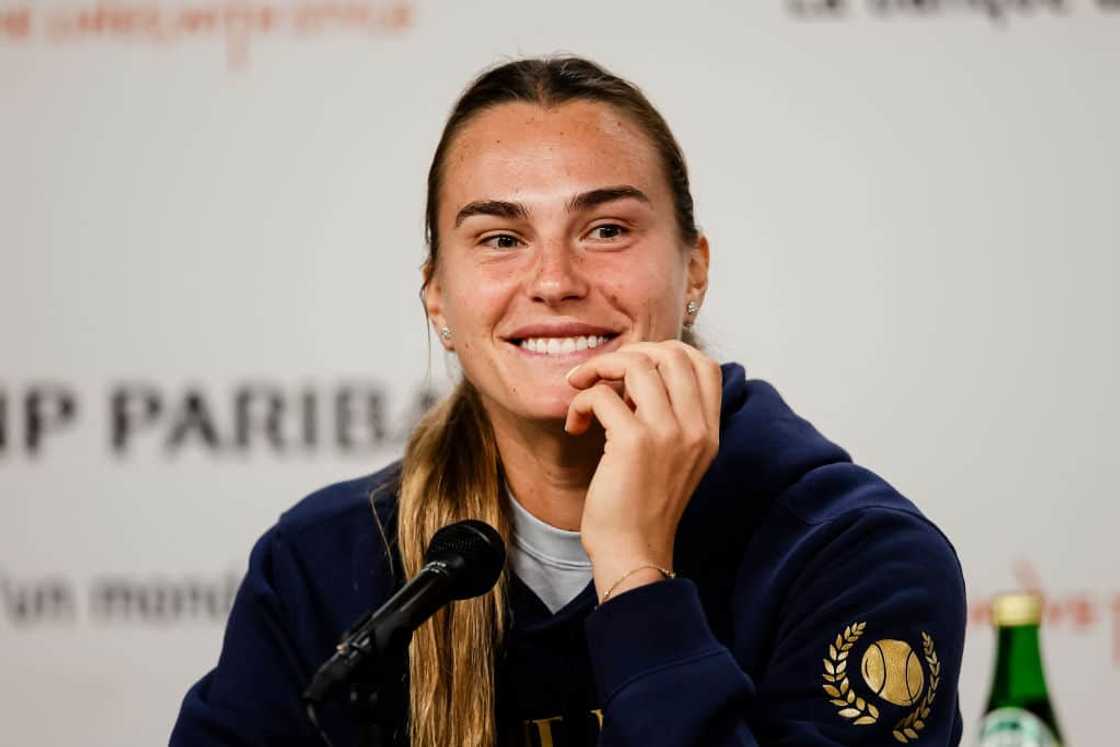 Aryna Sabalenka of Belarus during a press conference