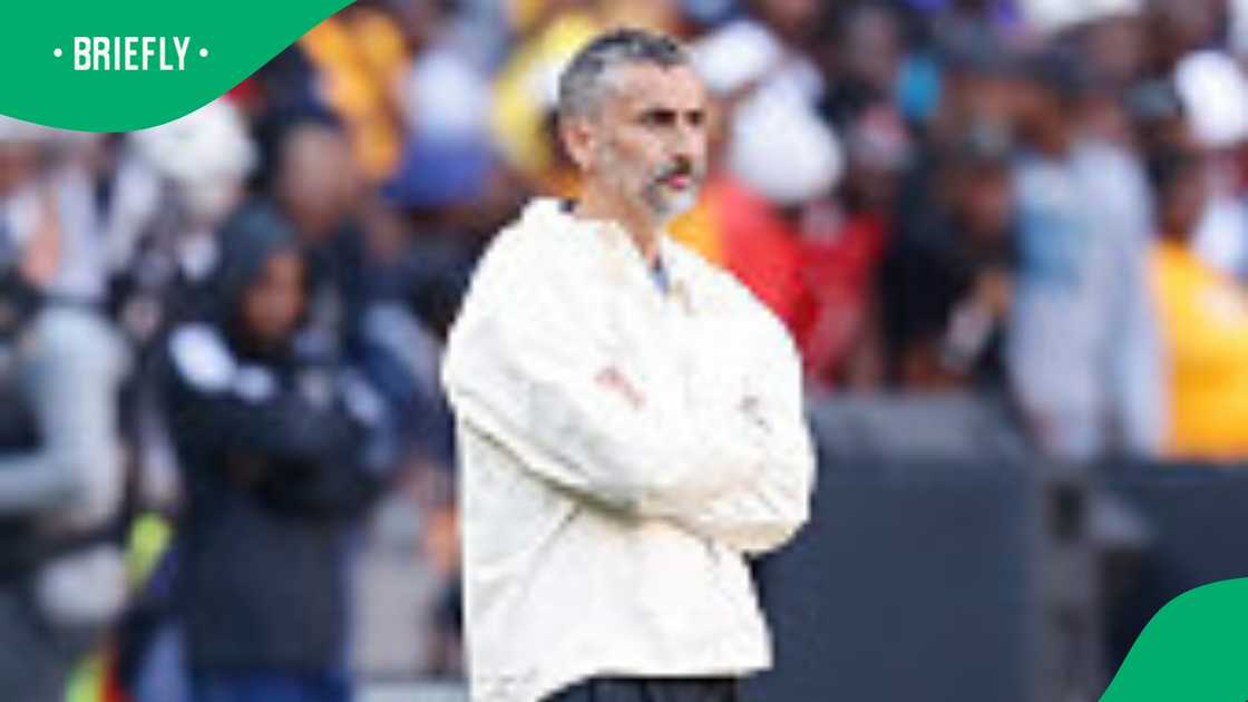 Pirates head coach Jose Riveiro looks on during the Premier Soccer League football match at the FNB Stadium on October 29, 2022.