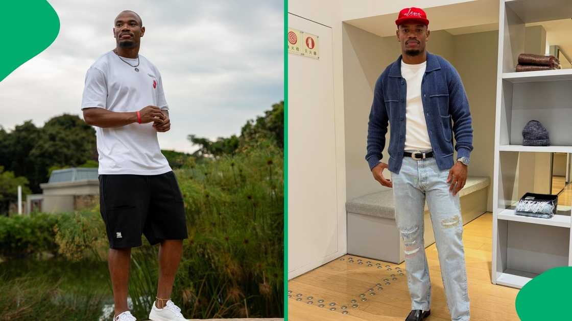 The Springbok winger smiles next to his doppelgänger while celebrating his brand’s winter clothing collection The Springbok winger smiles next to his doppelgänger while celebrating his brand’s winter clothing collection