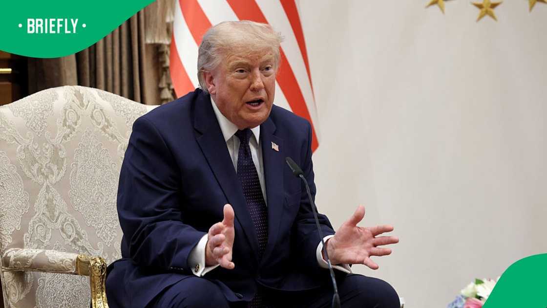 U.S. President Donald Trump gestures as he speaks during bilateral meeting at the Bestepe Presidential Compound, following Trump’s arrival to attend the annual NATO Summit on July 7, 2026 in Ankara, Turkey
