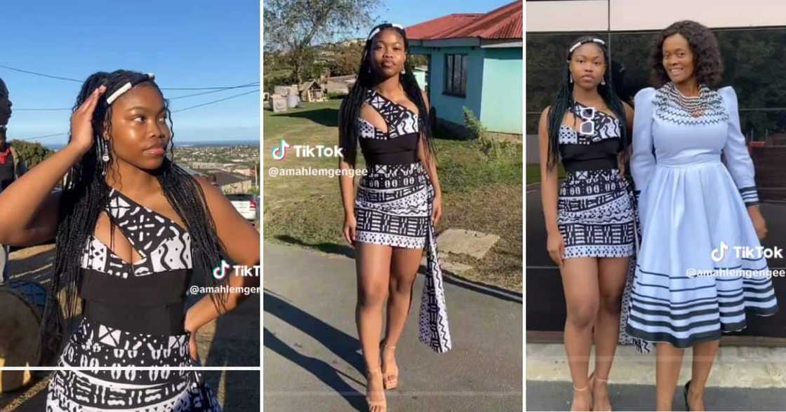 Woman stunning traditional zulu print dress