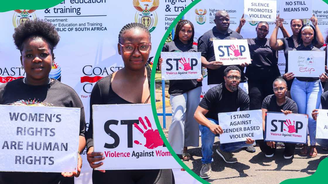Coastal KZN TVET College students and staff standing in front of one of the college's buildings