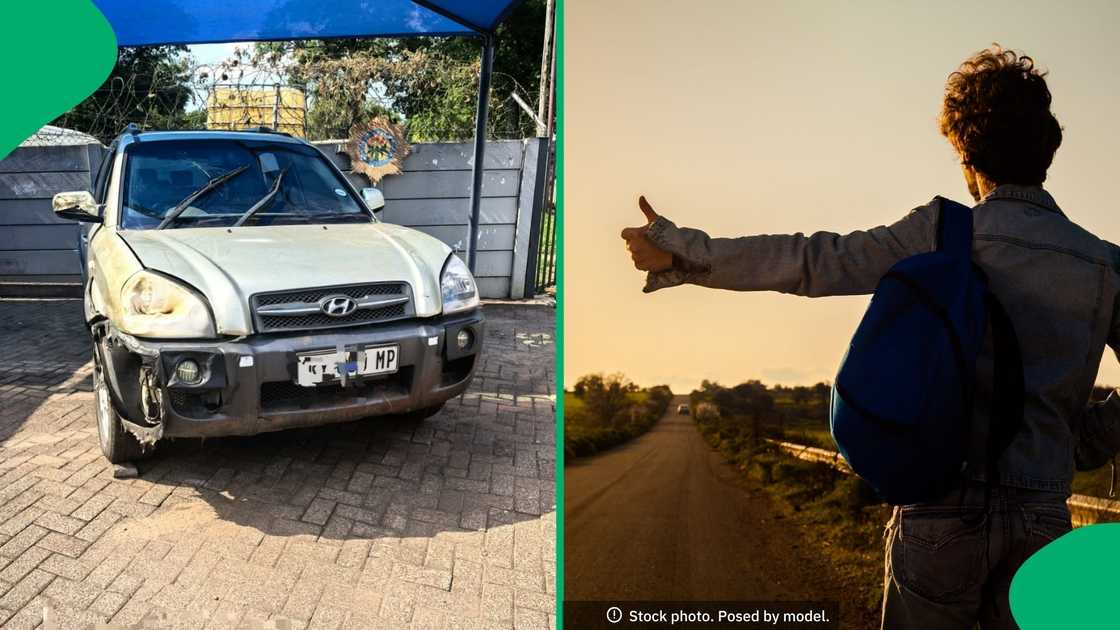 The vehicle in which the men picked up the hitchhiker. The vehicle in which the men picked up the hitchhiker.