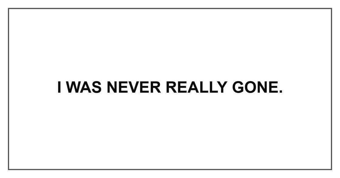 I was never really gone. I was never really gone.