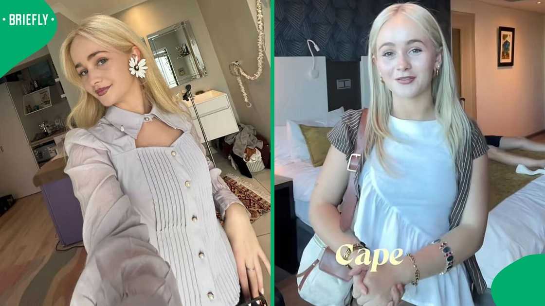 A young woman in Cape Town posed in a TikTok video, dressed all chic. A young woman in Cape Town posed in a TikTok video, dressed all chic.