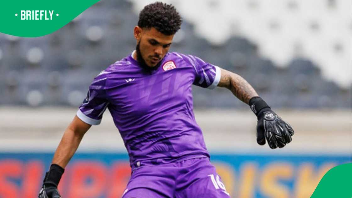Sekhukhune United goalkeeper Renaldo Leaner was the man of the match against Mamelodi Sundowns. Sekhukhune United goalkeeper Renaldo Leaner was the man of the match against Mamelodi Sundowns.