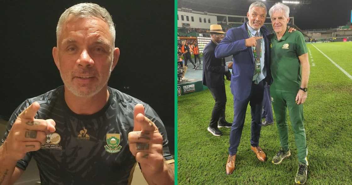 Mark Fish pictured with Bafana Bafana coach Hugo Broos