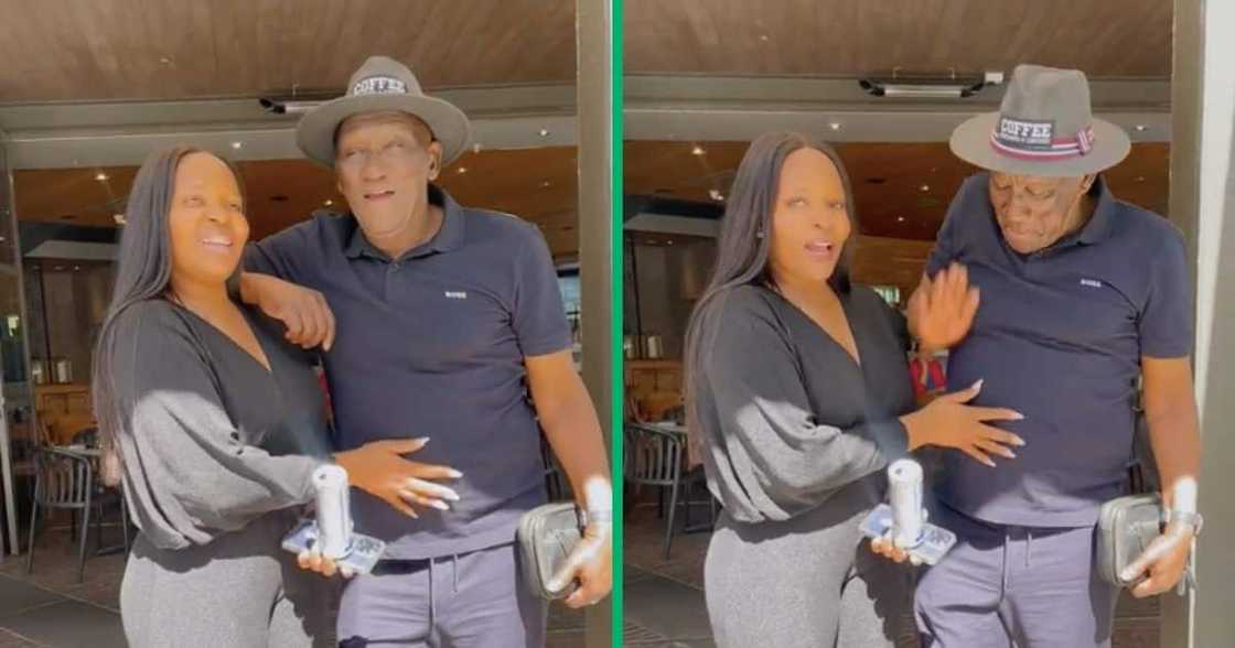 A woman was touchy-feely with Minister of Police Bheki Cele A woman was touchy-feely with Minister of Police Bheki Cele