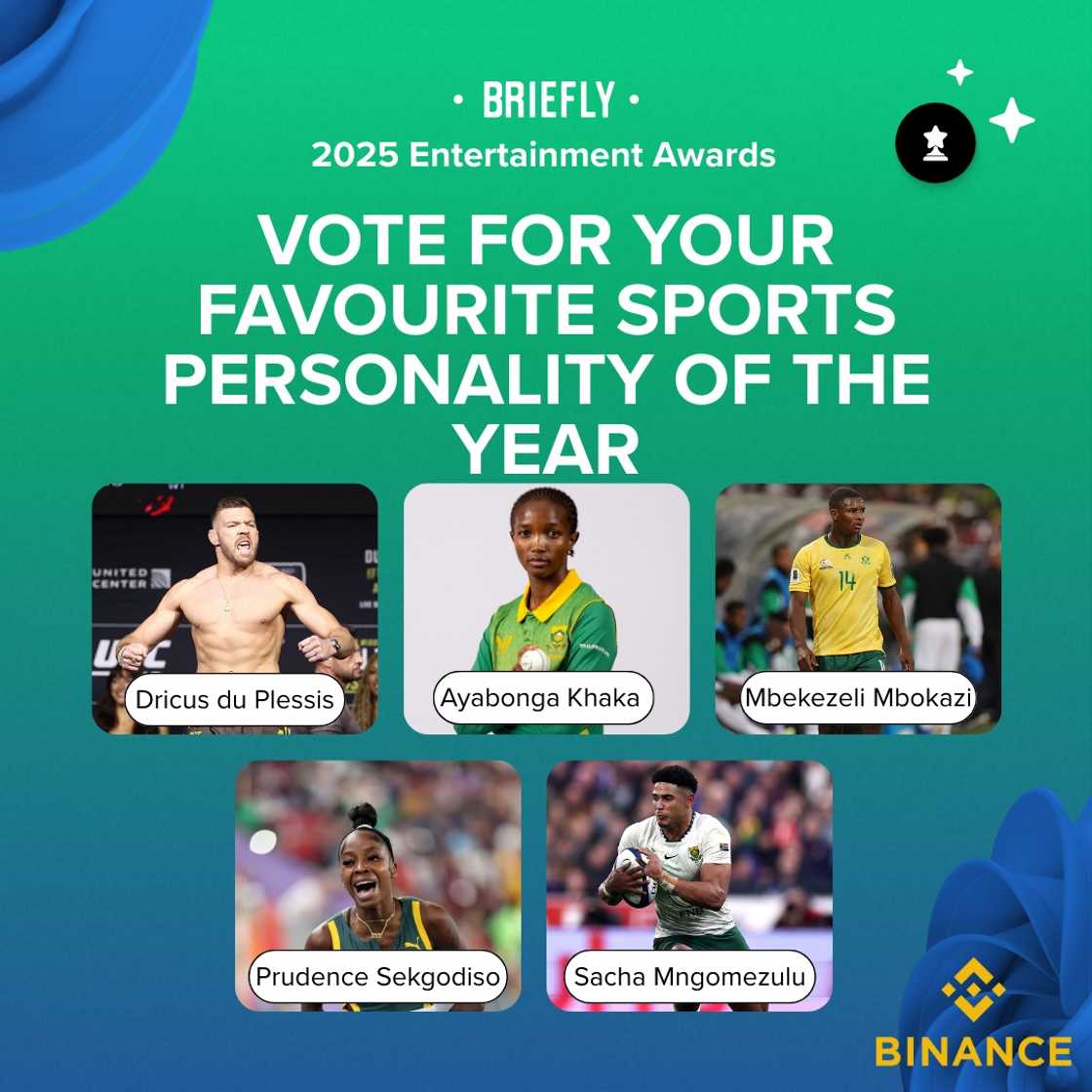 Meet the Briefly News 2025 Entertainment Awards nominees for Sports Personality of the Year.