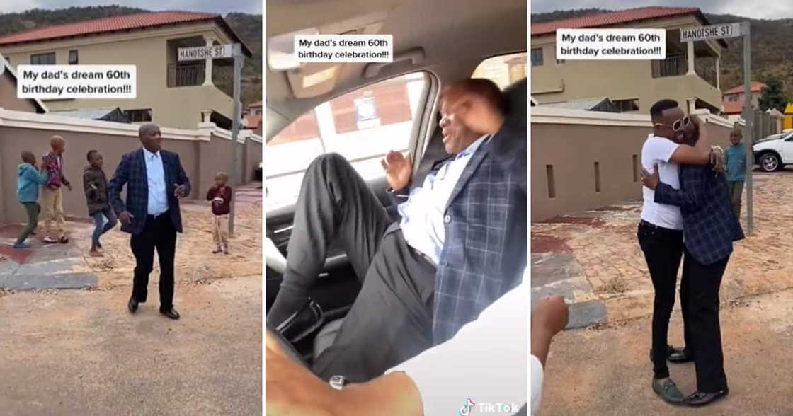 Old man bursting with excitement over his surprise birthday performance Old man bursting with excitement over his surprise birthday performance