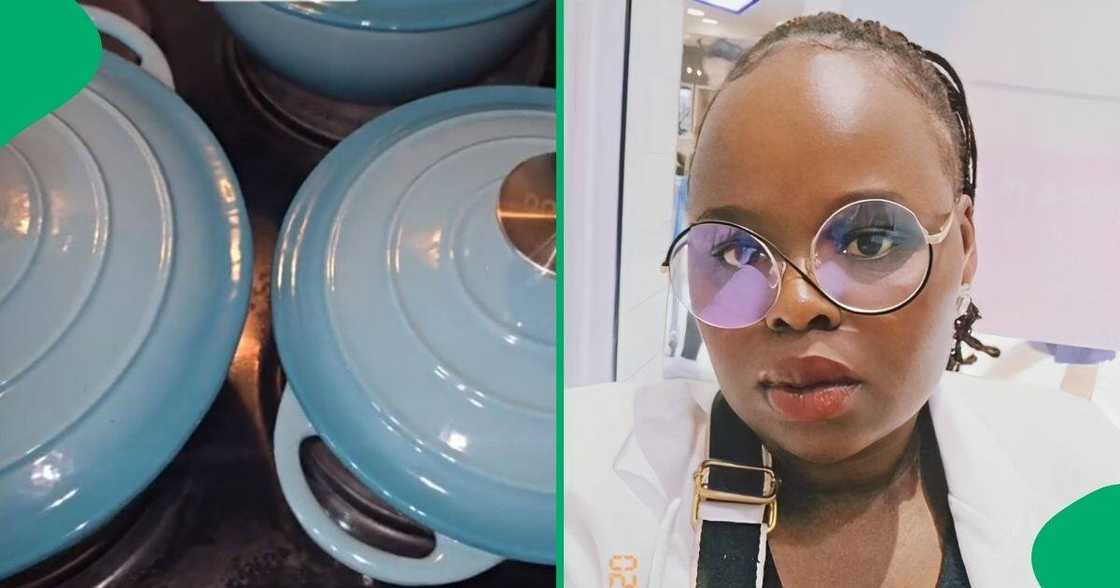 A woman shared a video on social media showcasing cast iron pots from Takealot.